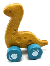 Plan Toys Dino Car Rex Dinosaur Tyrannosaurs T-Rex Small Wooden Push Along Car