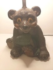 Tuscany Studio Chicago IL 1975 Orso con vaso miele e occhi Googly lampada vintage