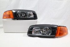 ~1997~2002~Lancer Evo 4 Black Head Lights Amber Corner Mirage Headlights