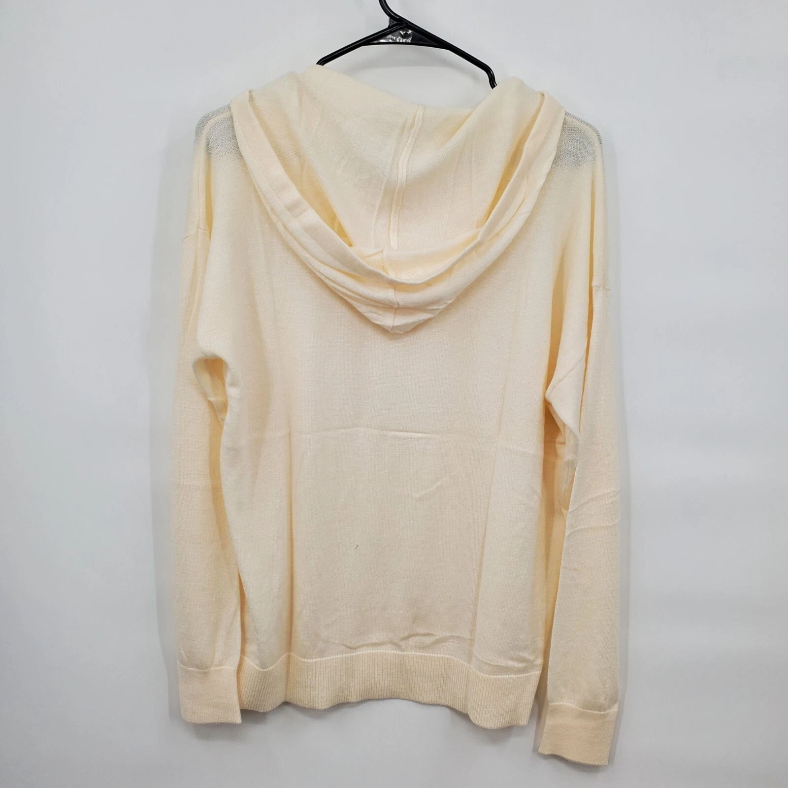 OFF WHITE Felpa con cappuccio mista cashmere Member's Mark oversize premium small donna nuova con etichette crema