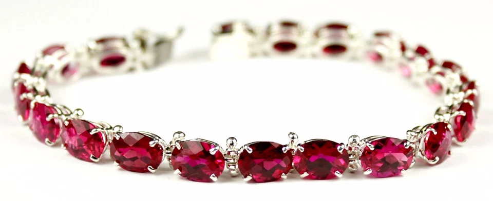 Created Ruby , 925 Sterling Silver Bracelet, SB002-Handmade - Image 2 of 4