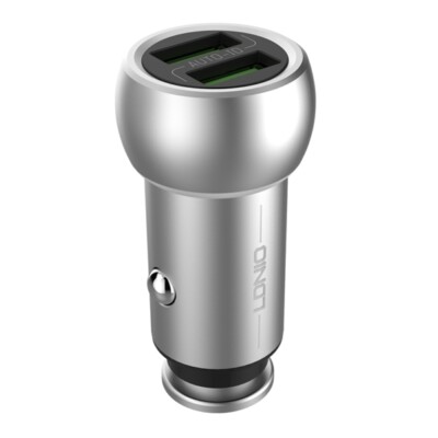 3.6A Car Charger 2-Port USB Power Adapter Zinc Alloy DC Socket for SmartPhones