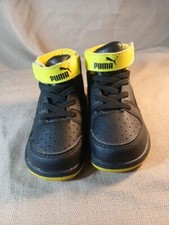 Toddler Puma Rebound Layup Mid Tops Black Florescent Green/Yellow US SIZE 6C