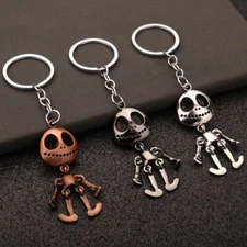 Gothic Metal Skull Skeleton Pendant Key Chain Movable Halloween Key Ring