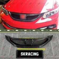 For 2013-2015 Honda Civic Sedan Carbon Fiber Front Bumper Upper Mesh Grille Trim