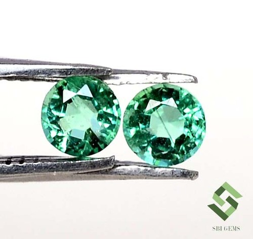 3.75 mm Certified Natural Emerald Round Cut 3 Quality Pair Untreated Loose Gems - Picture 2 of 13