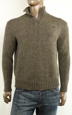 Mens Polo Ralph Lauren Rib Knit Buttoned Mock Neck Cotton Pullover Sweater L
