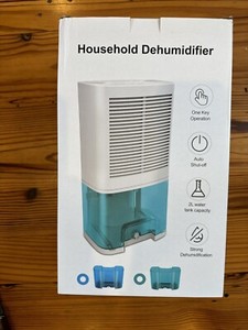 Déshumidificateur de ménage, blanc avec seau bleu. 2 Capacité et 350 Sq.
