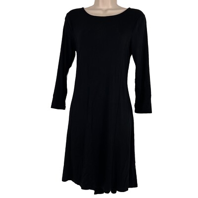Cupio Shift Dress Women's Small 3/4 Sleeve Above Knee Stretch Black