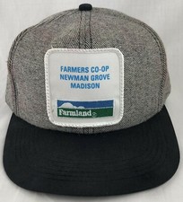Farmland Farmers Coop Patch SnapBack Trucker Hat Cap K Products USA Black Vtg NE