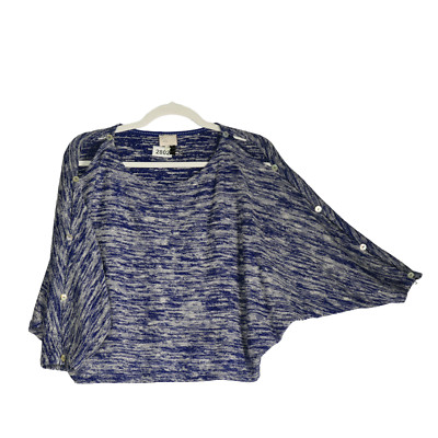 Postmark Anthropologie Blue Sweater Womens M Petite PM Dolman Button Open Sleeve