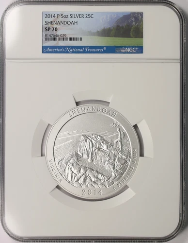 2014-P Shenandoah ATB 5 oz Silver Quarter 25c NGC SP70