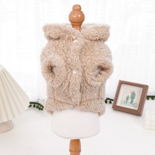 Flannel Dog Hoodies Winter Pet Dog Clothes Jacket Cute Beat Ear Dog Sweater - Picture 12 of 27