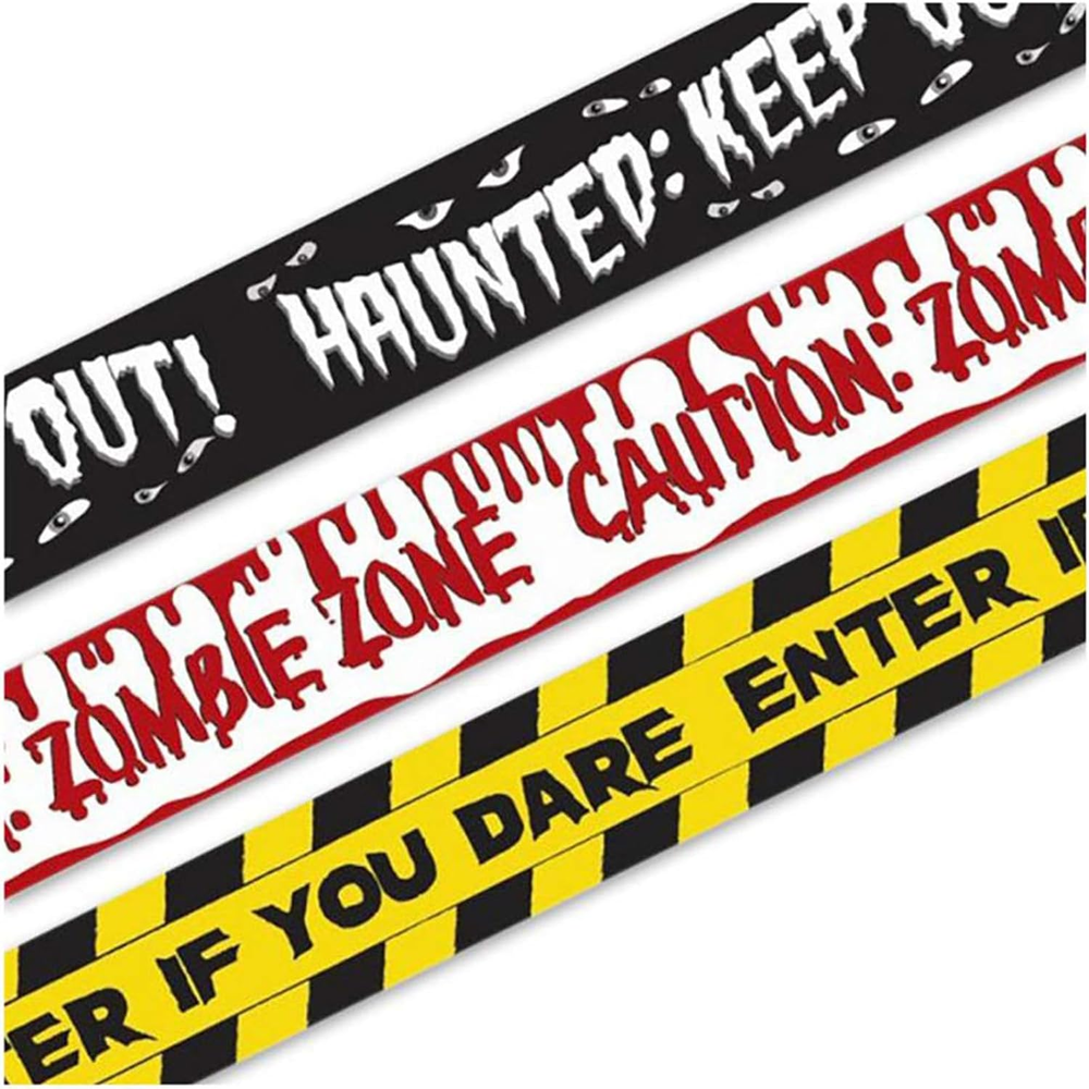 Halloween Zombie Caution Tape & Zombie Posters Pack, Fright Tape Bundle for Zomb