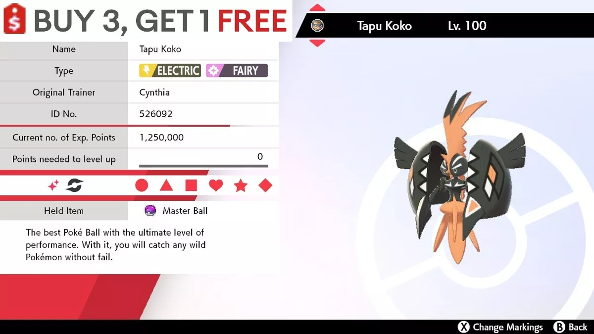 ✨ Shiny Tapu Koko ✨ Legendary Pokemon Sword and Shield Perfect IV Pokémon