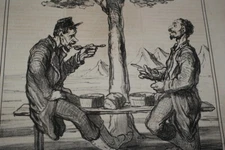 HONORE DAUMIER ENGRAVING 1859 ITALY MILITARY SOUP ENGRAVING R3916