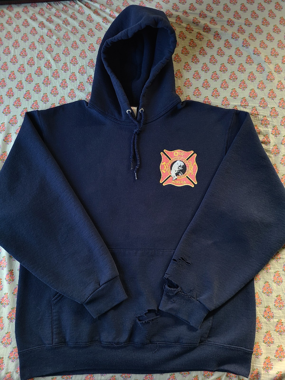 Prudhoe Bay Alaska Fire Department Hoodie Size Large Blue Worn eBay