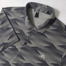 NEW Adidas Polo Mens XL Geometric Stripe Stretch Short Sleeve Golf