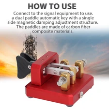 Red Morse Code Key Double Paddle Automatic CW Shortwave Telegram Tapper For