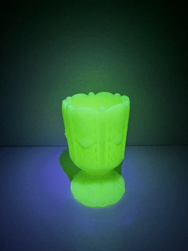 VTG Fenton Satin Custard Uranium Glass Toothpick Holder Paneled Daisy Pattern