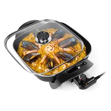 VonShef Electric Frying Pan 5L, 30cm Square Multi Cooker with Glass Lid, 1500W
