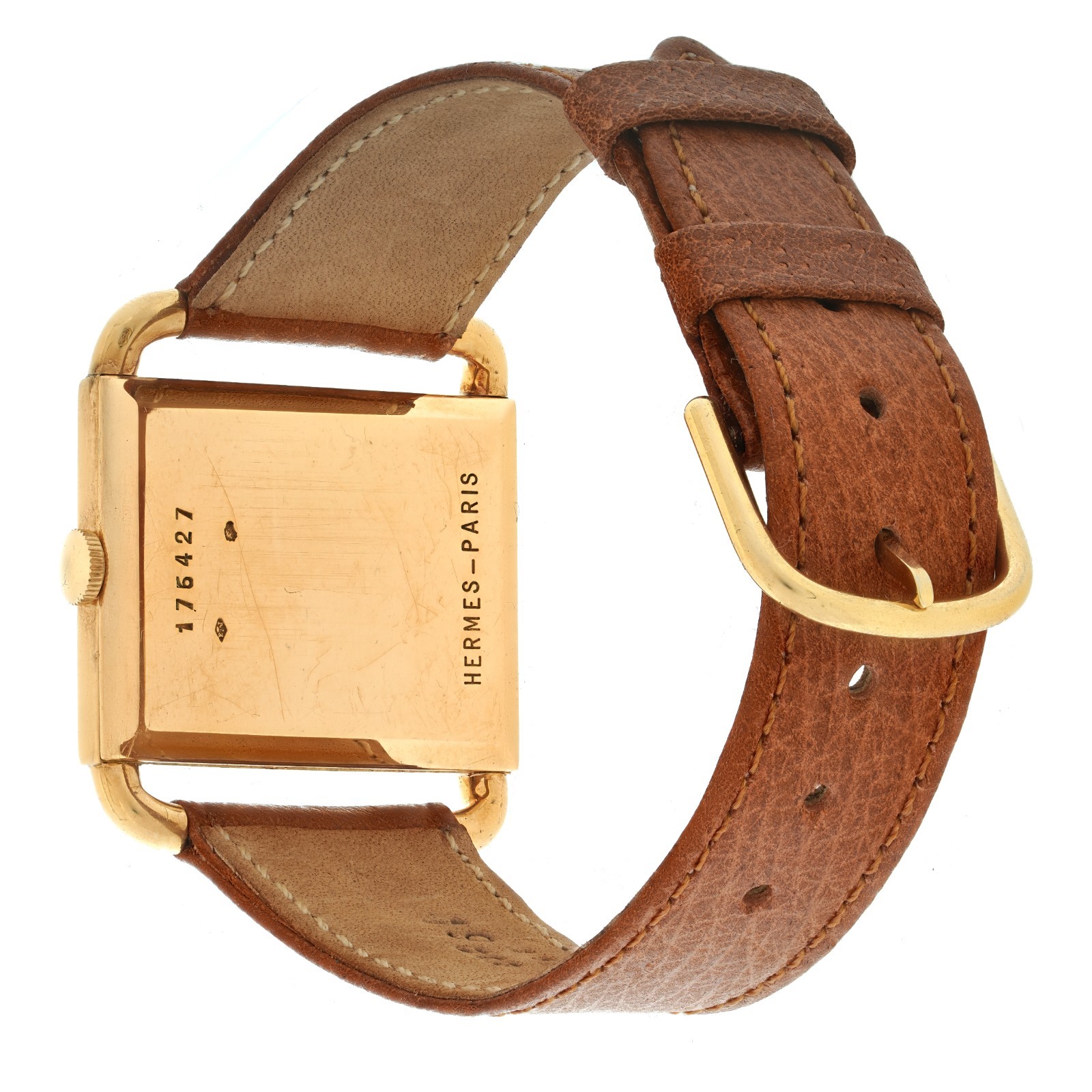 Jumbo men's HERMES Étrier 18K Gold made by Jaeger LeCoultre, Circa 1950s, w. box image 2