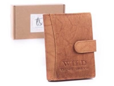WILD Things Only Herren Geldbörse Hochformat Echtleder Druckknopf 12,5 cm Beige