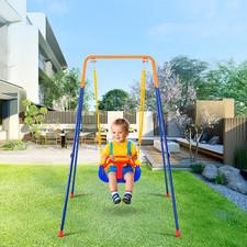 Swing Sets for Backyard, 3-In-1 Toddler Swing Set with 4 Sandbags, Easy to Assem