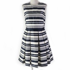 RED VALENTINO Ladies Dress Striped Sleeveless A-Line One Piece Ivory Dark Navy