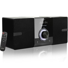 Compact Stereo System Speakers with CD Player, Bluetooth, FM Radio, Aux-in, U...