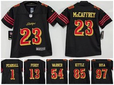 Tariffs  Free YOUTH'S SF 49ers Rivalries Black Vapor Sewn Stitched Jersey.