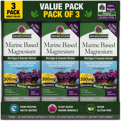 Nature s Answer Plant Magnesium 500 mg   90 Vegetarian Capsules   Pack of 3