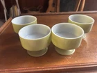 Vintage Federal Glass Footed Dessert Sherbet Cups, Set of 4, Milk Glass Avocado