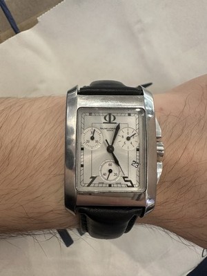 Baume & Mercier Hampton Quartz Chronograph Date SS Silver Dial Black Leather