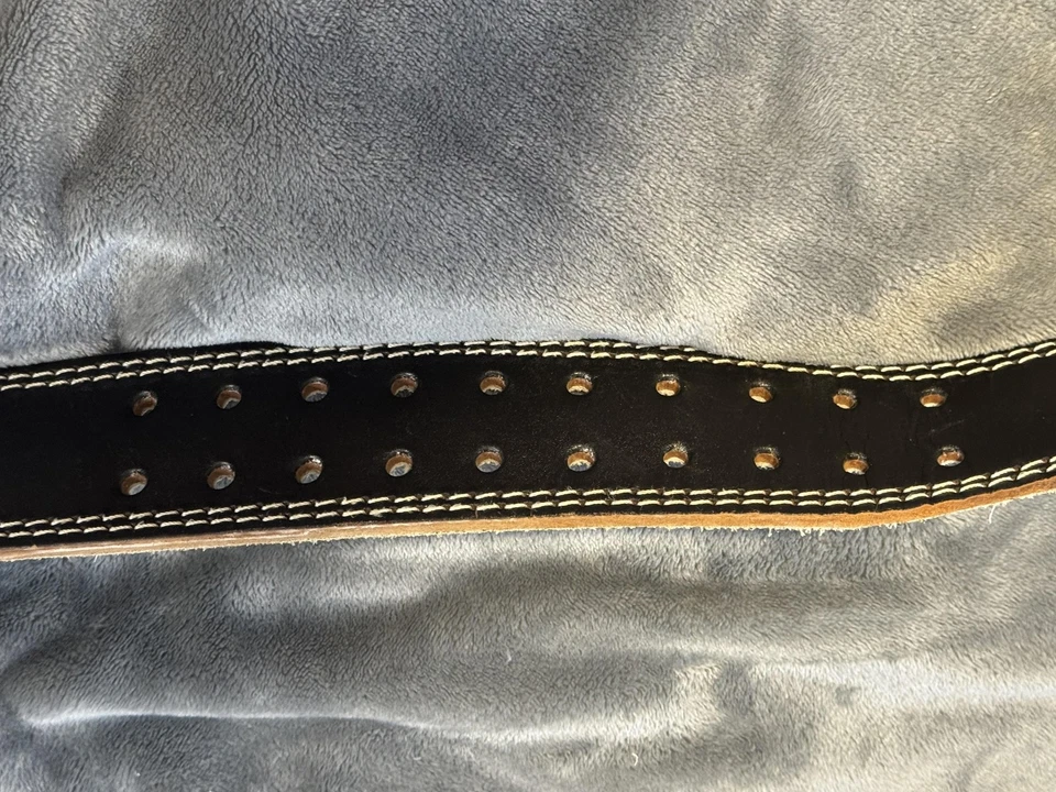 Cinturón de levantamiento de pesas de cuero Valeo M doble punta negro soporte de espalda gimnasio levantamiento Foto 4 de 4