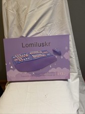 Wireless Ergonomic Keyboard and Mouse Combo with PU Wrist Rest, 2.4G Colorful...