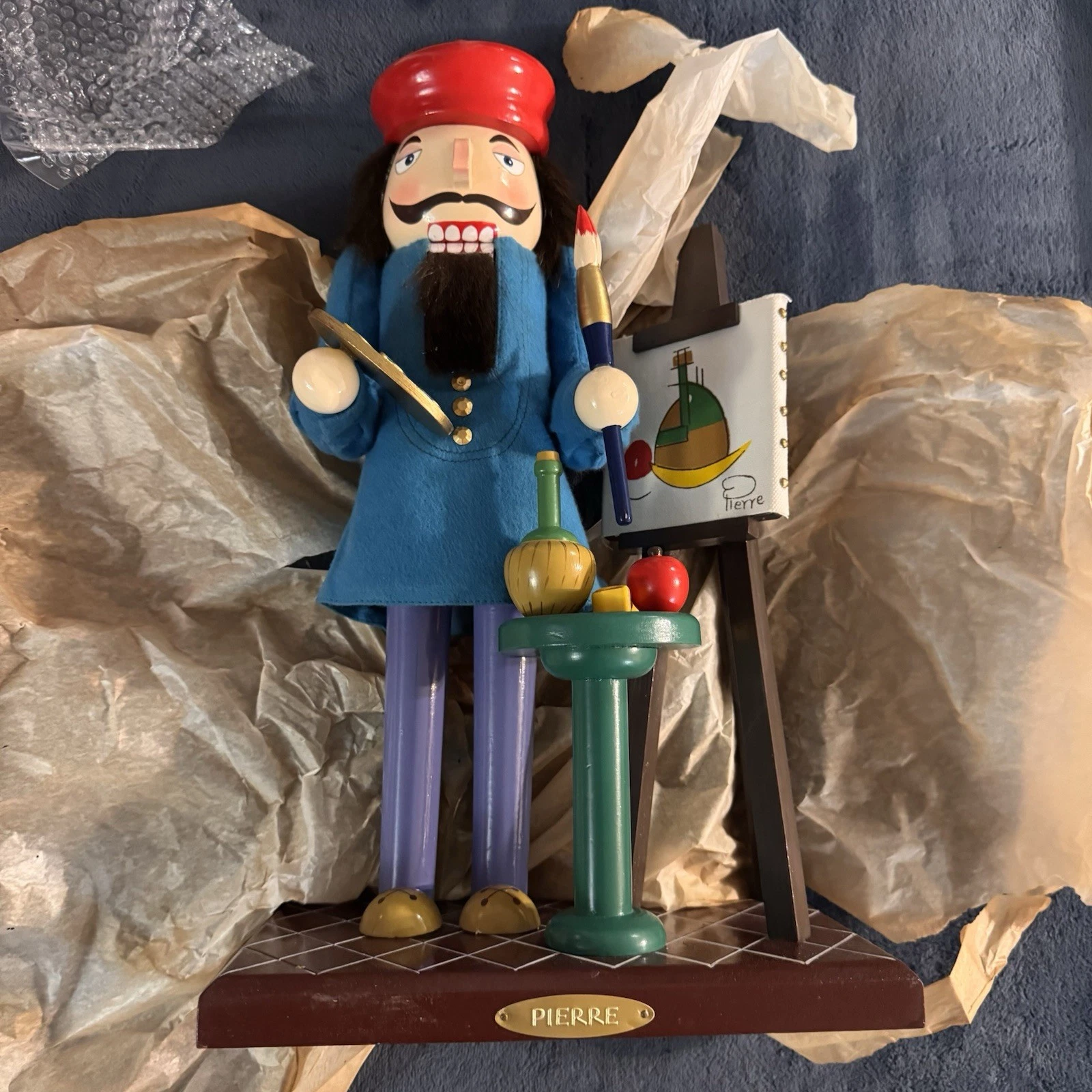 Bombay 15" Pierre Santa's Artist Painting Nutcracker Easel Brush Stand 1998 VTG