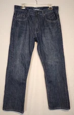 Flypaper 33x30 Boot Cut Jeans Blue  Dark Wash Pocket Design Distressed