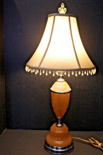 Antique 1920s Akro Agate Table Lamp Refurbished Very Nice New Cord and Socket