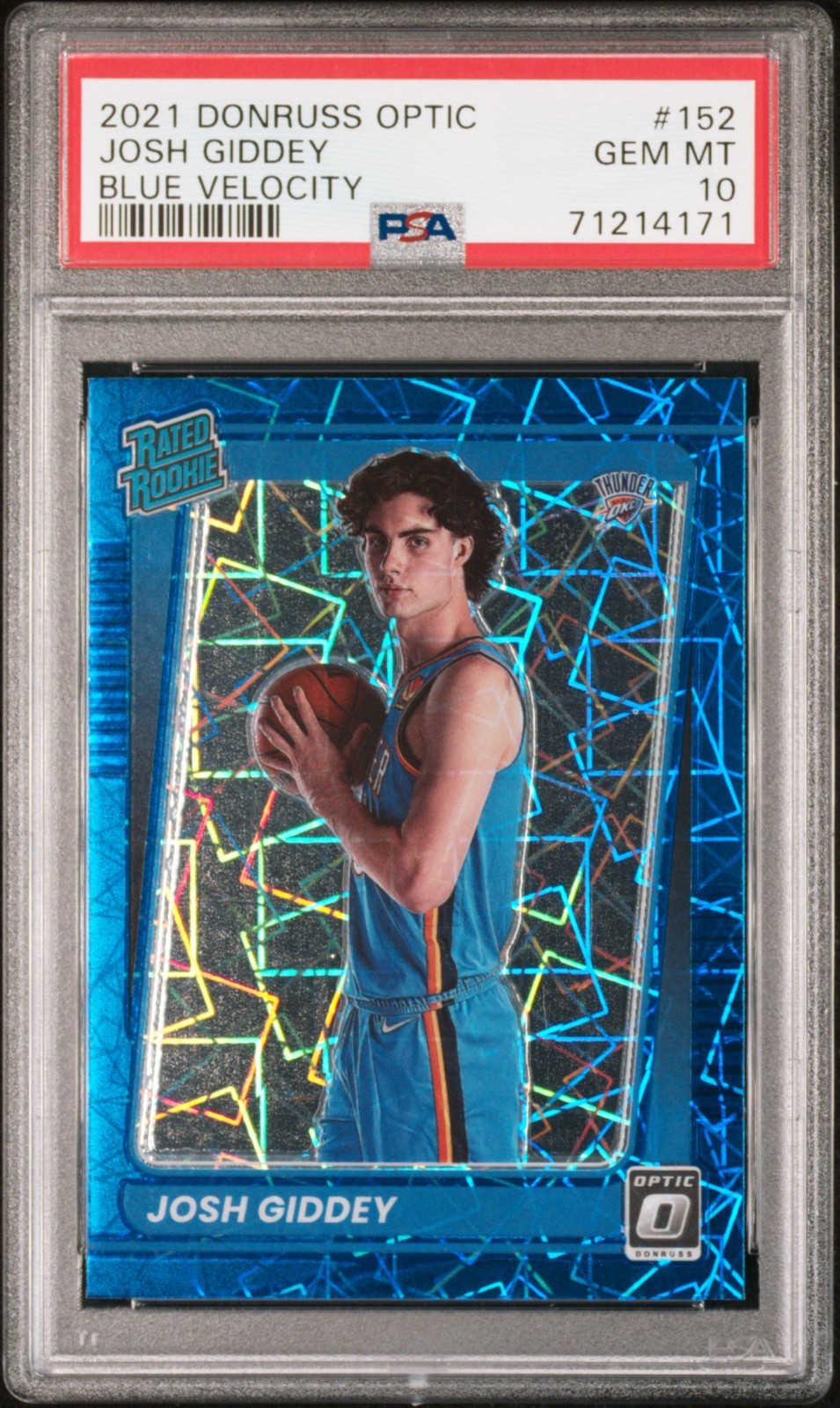 2021 Donruss Optic 152 Josh Giddey Blue Velocity RC PSA 10
