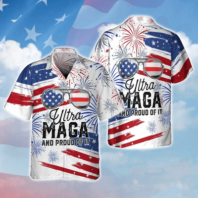 Independence Day Aloha Hawaiian Shirts For Summer Ultra Maga And Proud Of It USA