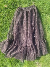 Brown Lace Overskirt Flowy Tier Whimsigoth Fairy Grunge Unicorn Clothing Co