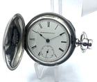 1885 Large Early ELGIN Full Hunter SILVER Gents Pocket Watch. SERVICED Antique