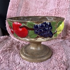 Vintage Handmade Ceramic Fruit Bowl 1972 One Of A Kind Decor 6." tall x 9" wide