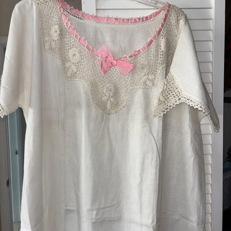 2 camisones victorianos eduardianos antiguos tatuados a mano de ganchillo Foto 2 de 4