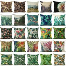 Image of New Cushion Cover Cotton Linen Many Trees & Flowers Pattern Home Decor Pillow Ca