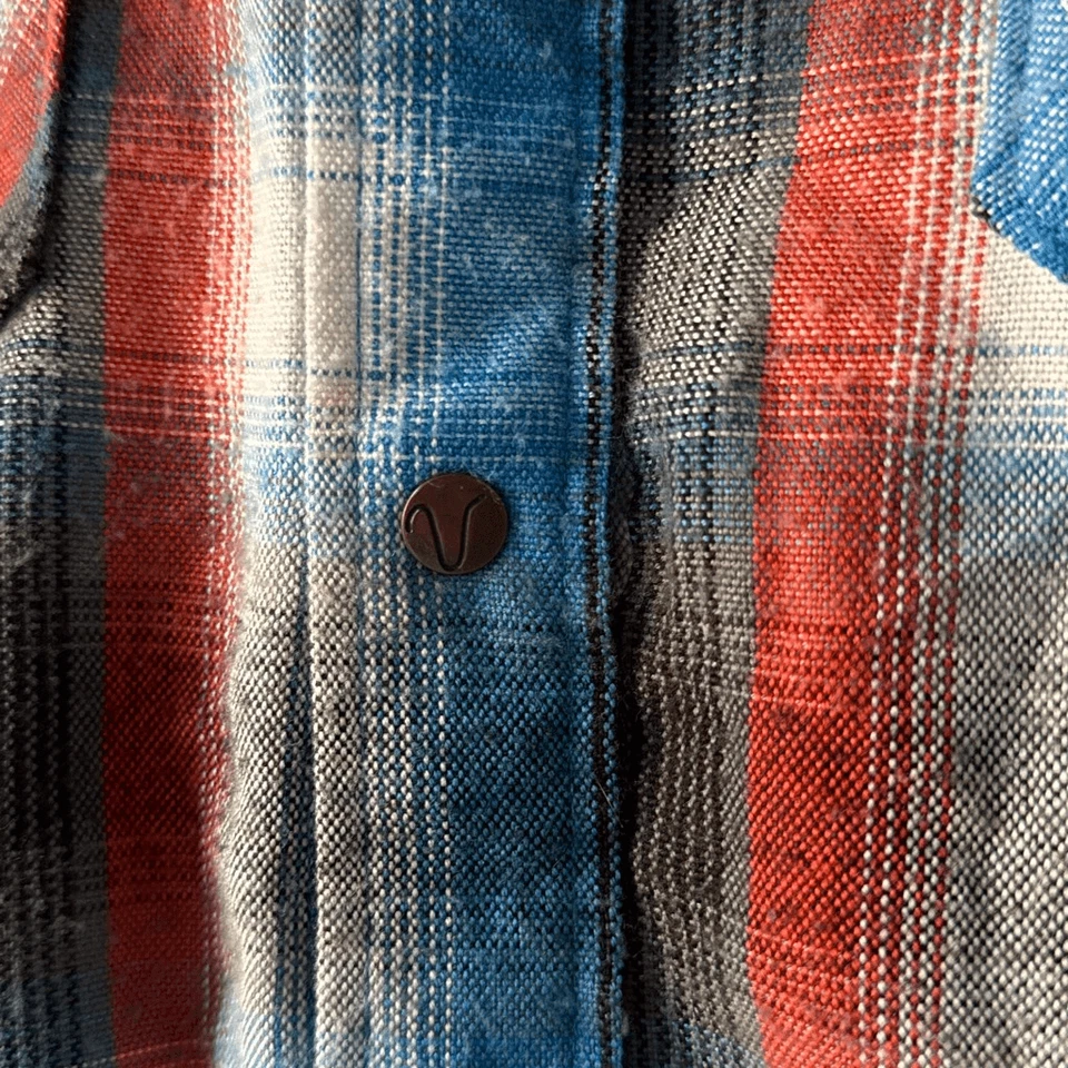 Volcom workwear men’s plaid shirt size XL snap front blue gray red western farm - Image 3 of 4
