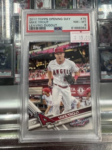 2017 Topps Opening Day #75 Mike Trout Leaving Dugout PSA 8 | Angels