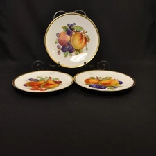 Mitterteich Bavaria Set 3 Salad Plates 7 5/8" Peaches Pears Apples w/Gold 1920+