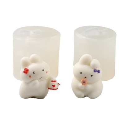 Flower Rabbit Silicone Mould Bowk Rabbit Resin Baking Mold for DIY Bread Fondant